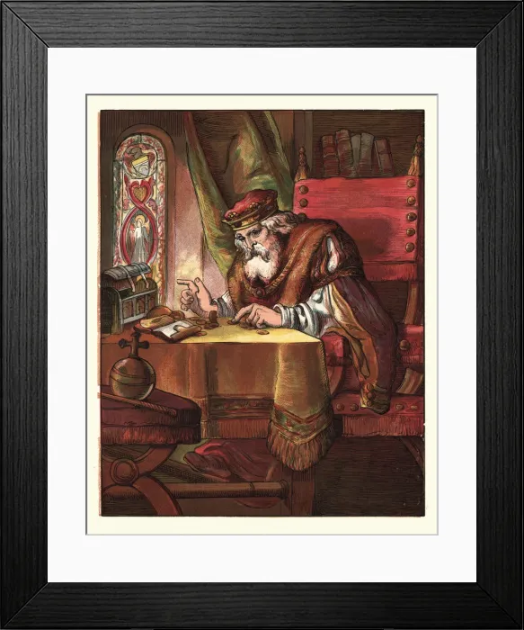 Framed Print : Sing a Song of Sixpence, king in his counting house Framed Print : Sing a Song of Sixpence, king in his counting house
