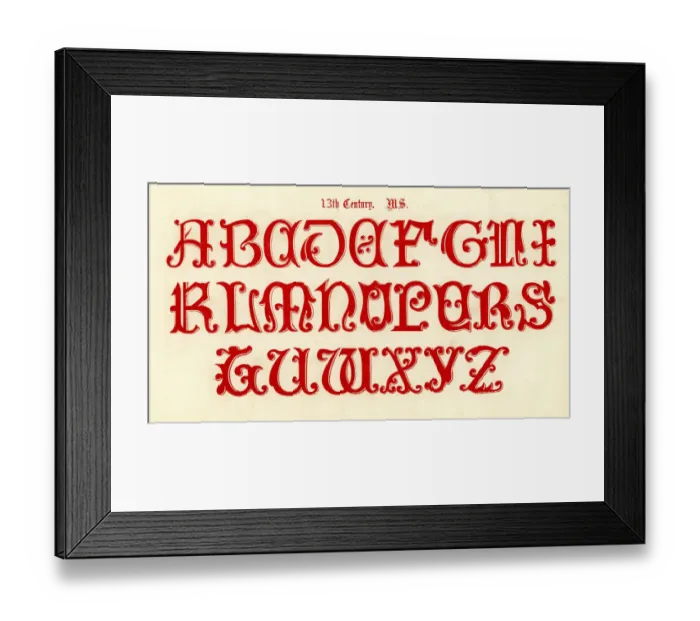 Framed Print : 13th Century Style Alphabet Framed Print : 13th Century Style Alphabet
