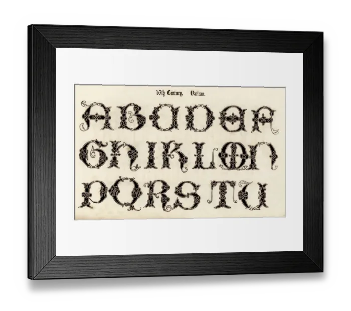 Framed Print : 16th Century Style Alphabet Framed Print : 16th Century Style Alphabet