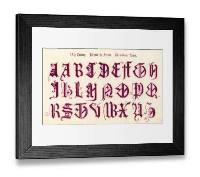 Framed Print : 14th Century Style Alphabet Framed Print : 14th Century Style Alphabet