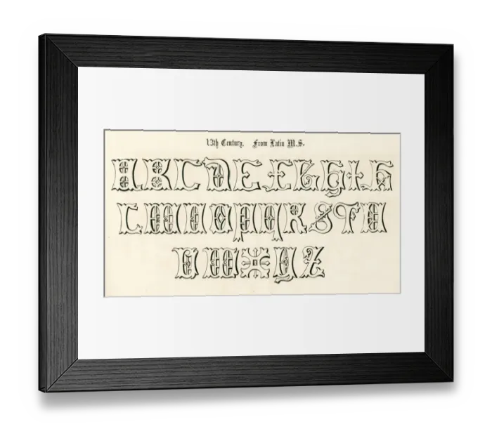 Framed Print : 13th Century Style Alphabet Framed Print : 13th Century Style Alphabet