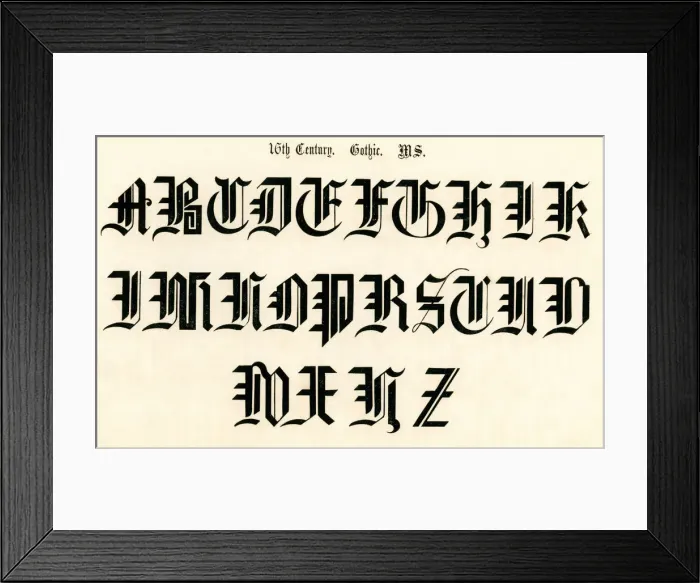 Framed Print : 16th Century Gothic Style Alphabet Framed Print : 16th Century Gothic Style Alphabet