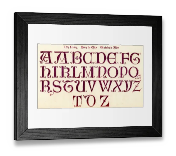 Framed Print : 13th Century Style Alphabet Framed Print : 13th Century Style Alphabet