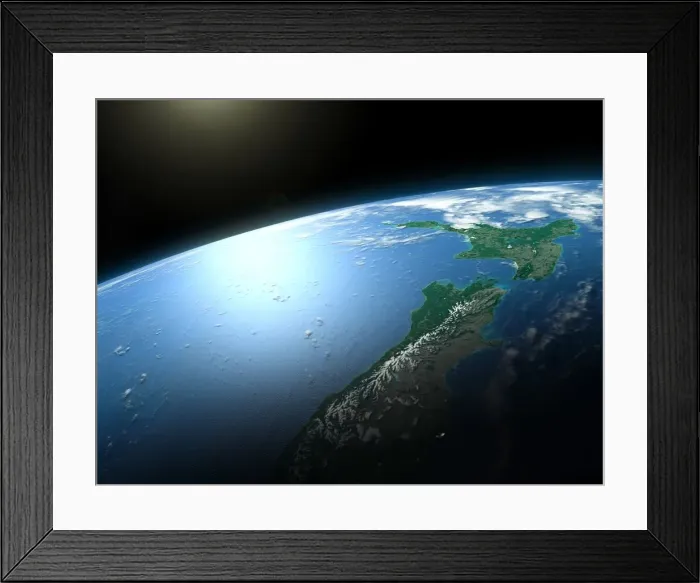 Framed Print : New Zealand from space, illustration Framed Print : New Zealand from space, illustration