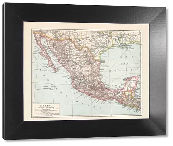 Historical map of Mexico, lithograph, published in 1897