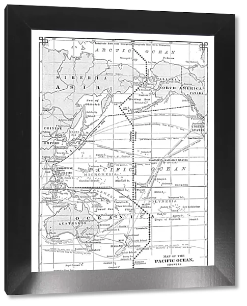 Pacific ocean map showing date lines