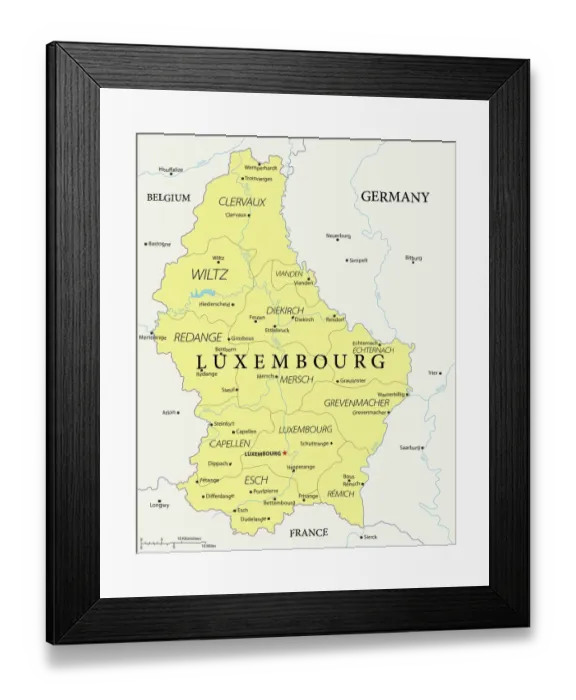Framed Print : Map of Luxembourg - Vector