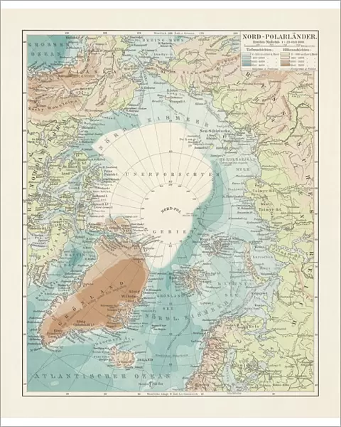 Arctic Ocean and adjacent countries, lithograph, published in 1897