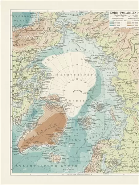 Arctic Ocean and adjacent countries, lithograph, published in 1897