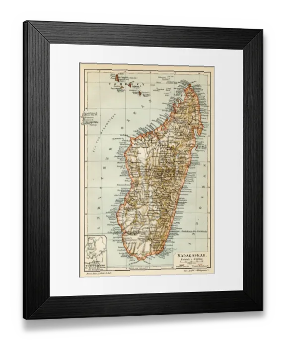 Framed Print : Madagascar Ceylon map 1895 Framed Print : Madagascar Ceylon map 1895