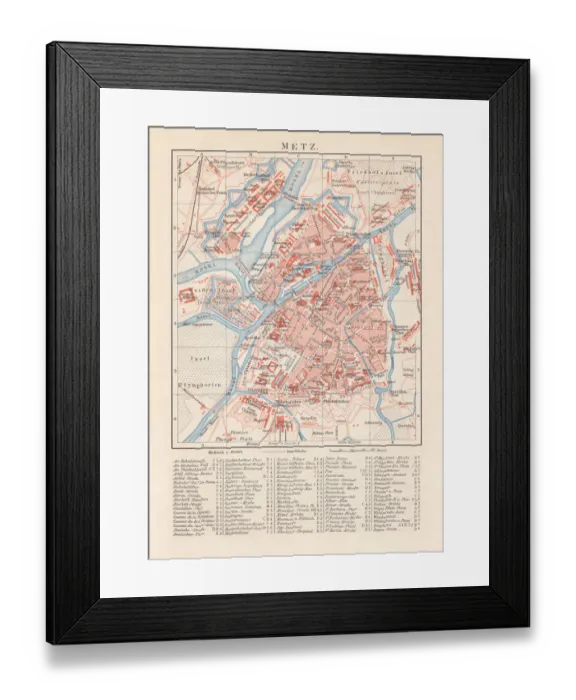 Framed Print : Historical city map of Metz, France, lithograph, published in 1897 Framed Print : Historical city map of Metz, France, lithograph, published in 1897