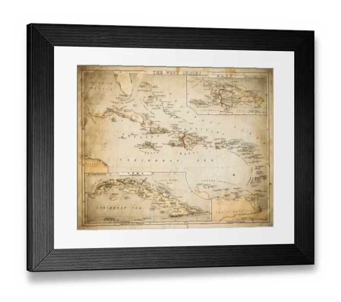 Framed Print : West Indies map of 1869 Framed Print : West Indies map of 1869
