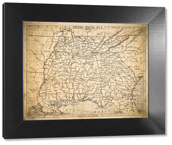 USA Southern States map of 1869