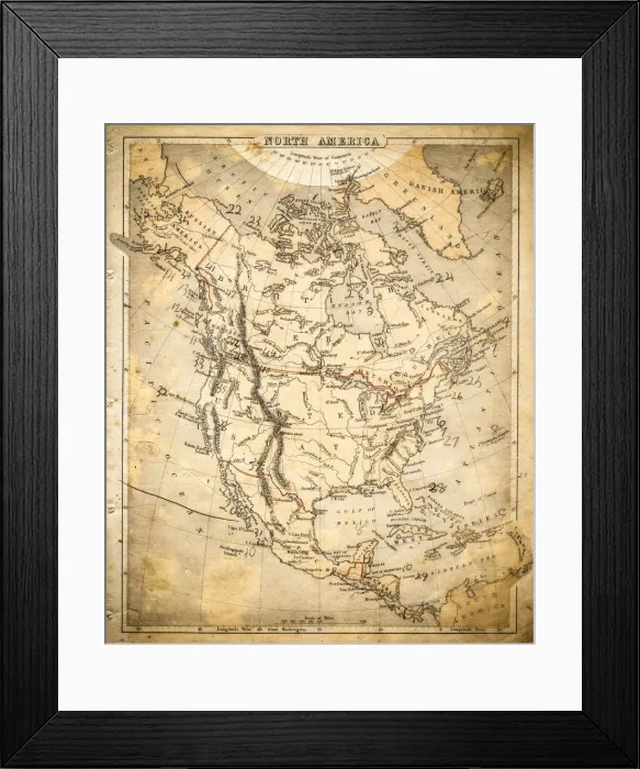 Framed Print : North America map of 1869 Framed Print : North America map of 1869