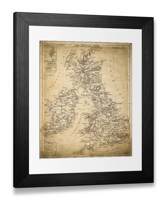 Framed Print : British Isles map of 1869 Framed Print : British Isles map of 1869