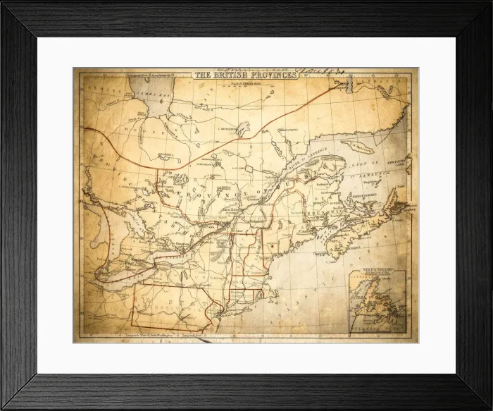 Framed Print : Canada British America map of 1869 Framed Print : Canada British America map of 1869