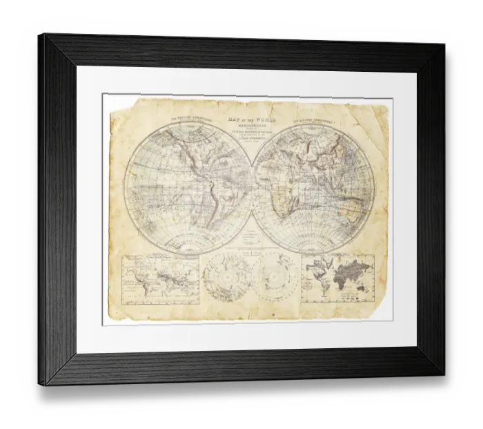Framed Print : World map of 1869 Framed Print : World map of 1869