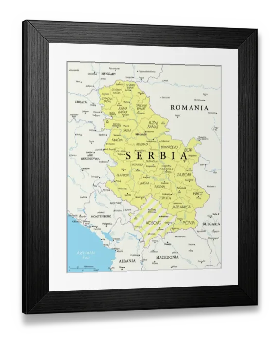 Framed Print : Map of Serbia - Vector