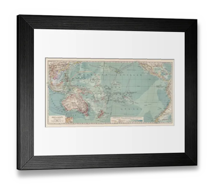 Framed Print : Map of Oceania 1900 Framed Print : Map of Oceania 1900