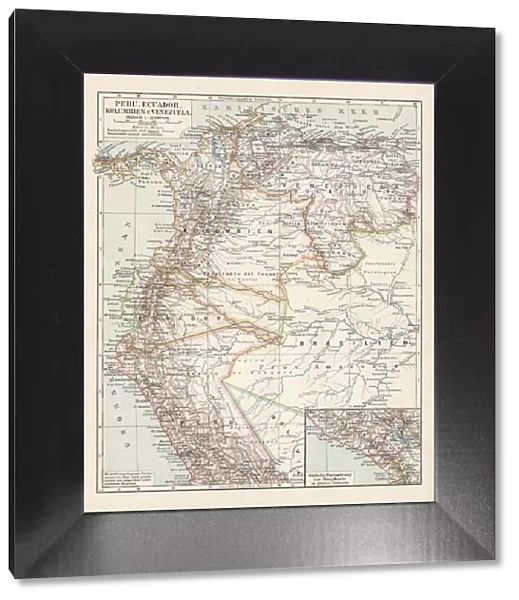 Map of Peru, Colombia, Venezuela, Ecuador 1900