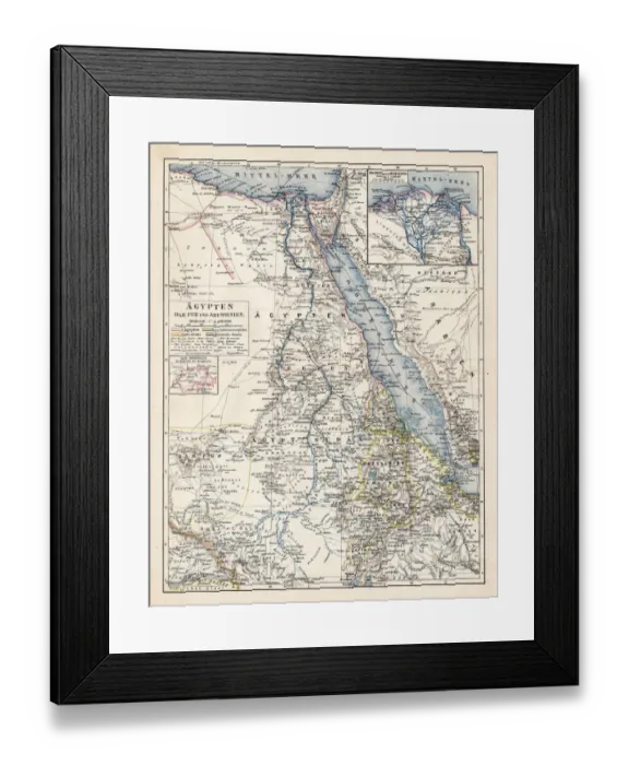 Framed Print : Map of Egypt and Darfur 1900 Framed Print : Map of Egypt and Darfur 1900
