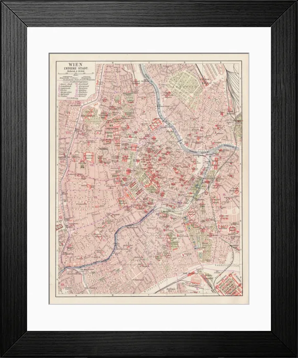 Framed Print : Map of Vienna 1900 Framed Print : Map of Vienna 1900