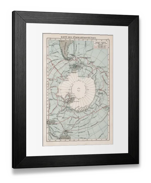 Framed Print : Map of the South Pole 1900 Framed Print : Map of the South Pole 1900