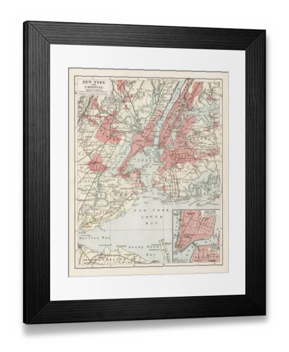 Framed Print : Map of New York 1900 Framed Print : Map of New York 1900
