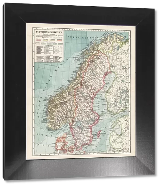 Map of Sweden and Norway 1900