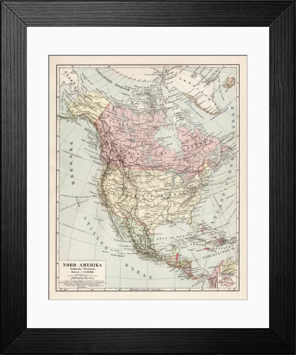 Framed Print : Map of North America 1900 Framed Print : Map of North America 1900