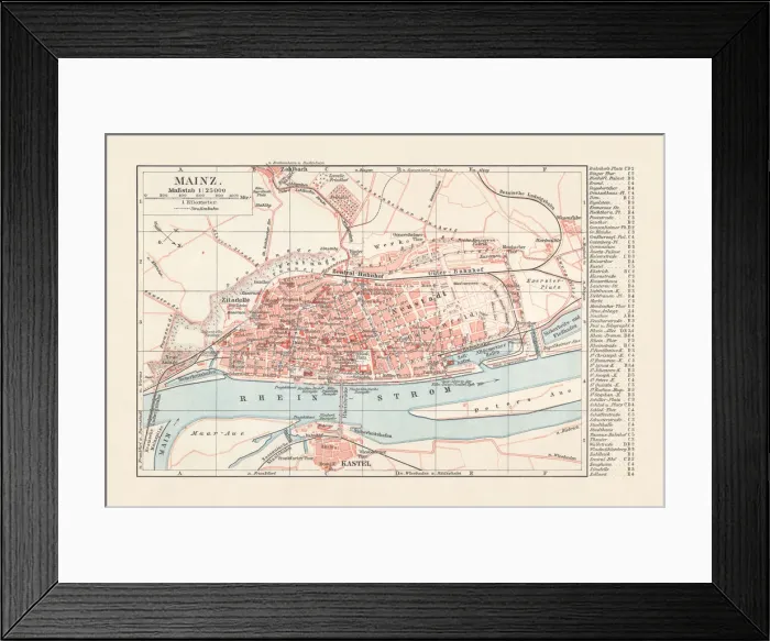 Framed Print : City map of Mainz, Rhineland-Palatinate, Germany, lithograph, published in 1897 Framed Print : City map of Mainz, Rhineland-Palatinate, Germany, lithograph, published in 1897