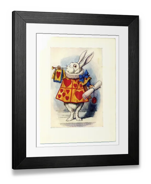 Framed Print : White Rabbit illustration, (Alices Adventures in Wonderland)