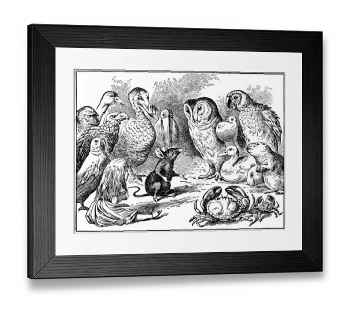 Framed Print : Alice and Birds, Alices Adventures in Wonderland Framed Print : Alice and Birds, Alices Adventures in Wonderland