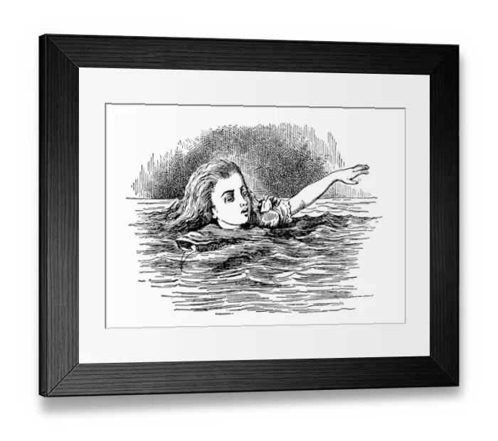 Framed Print : Swimming Alice, Alices Adventures in Wonderland Framed Print : Swimming Alice, Alices Adventures in Wonderland