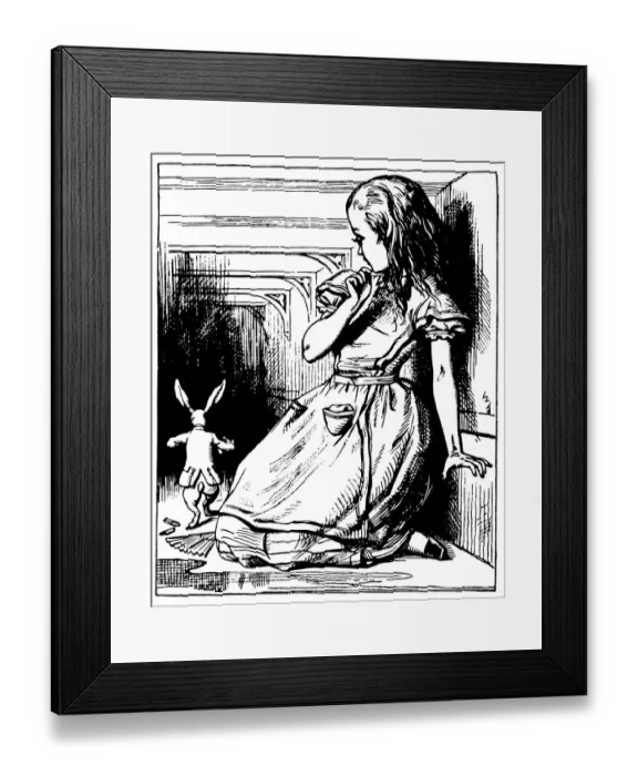 Framed Print : Alice and Rabbit illustration, (Alices Adventures in Wonderland) Framed Print : Alice and Rabbit illustration, (Alices Adventures in Wonderland)