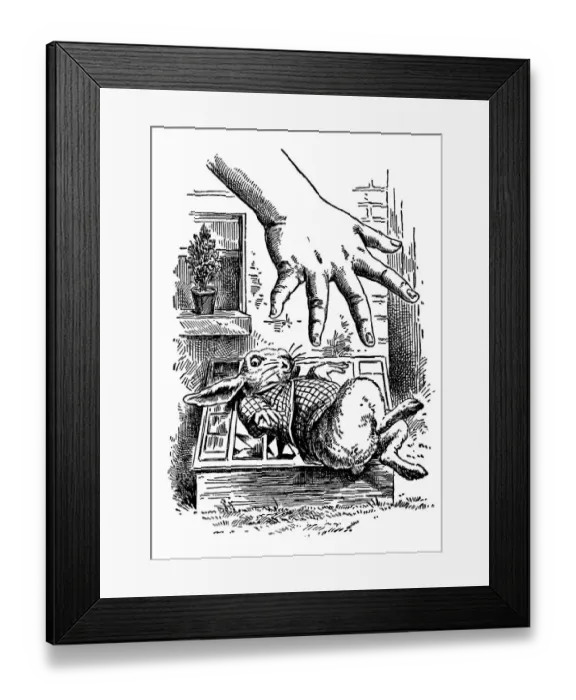 Framed Print : White Rabbit and Hand, Alices Adventures in Wonderland Framed Print : White Rabbit and Hand, Alices Adventures in Wonderland
