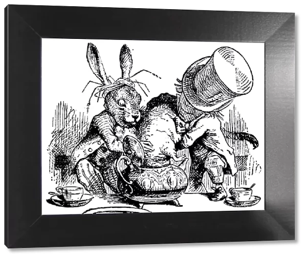 Dunking Dormouse illustration, (Alices Adventures in Wonderland)