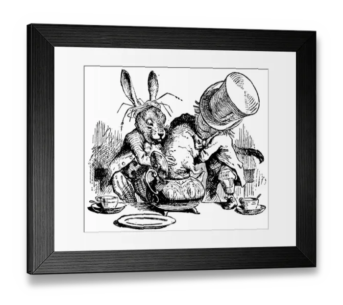 Framed Print : Dunking Dormouse illustration, (Alices Adventures in Wonderland)