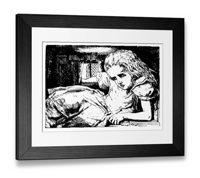Framed Print : Alice growing illustration, (Alices Adventures in Wonderland) Framed Print : Alice growing illustration, (Alices Adventures in Wonderland)