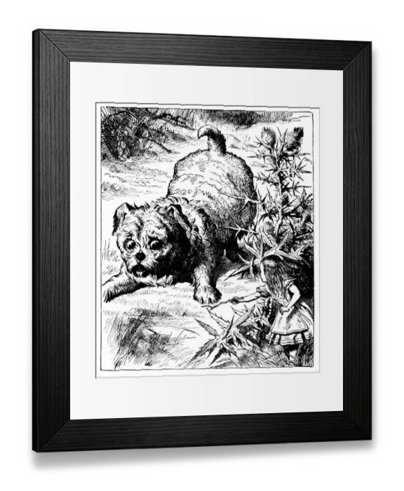 Framed Print : Giant dog illustration, (Alices Adventures in Wonderland) Framed Print : Giant dog illustration, (Alices Adventures in Wonderland)