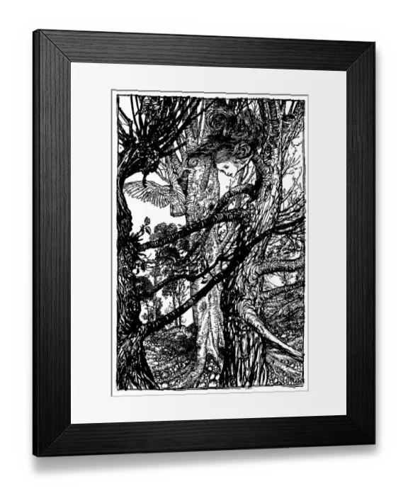 Framed Print : Alice looking out of tree illustration, (Alices Adventures in Wonderland) Framed Print : Alice looking out of tree illustration, (Alices Adventures in Wonderland)