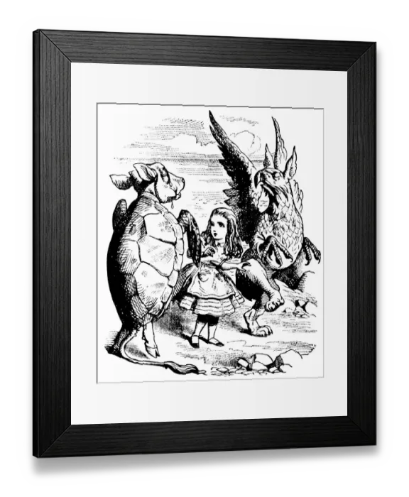 Framed Print : Alice, Turtle and Gryphon illustration, (Alices Adventures in Wonderland)