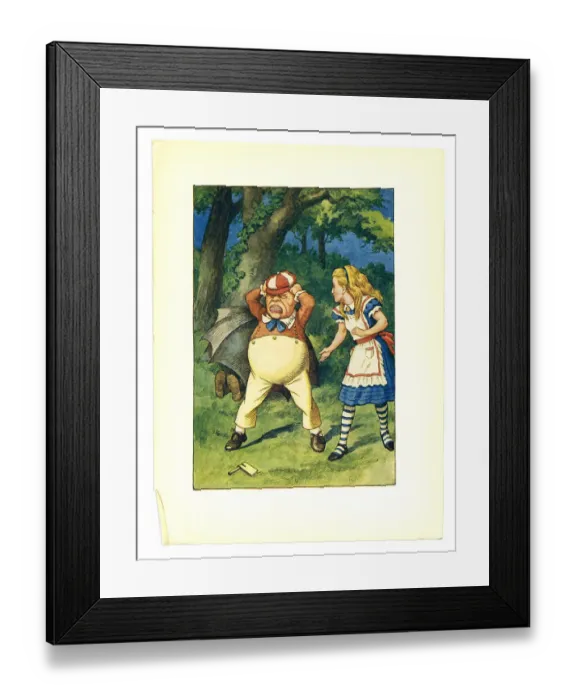 Framed Print : tweedledum and Alice illustration, (Alices Adventures in Wonderland) Framed Print : tweedledum and Alice illustration, (Alices Adventures in Wonderland)