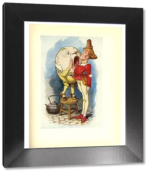 Humpty and the messenger illustration, (Alices Adventures in Wonderland)