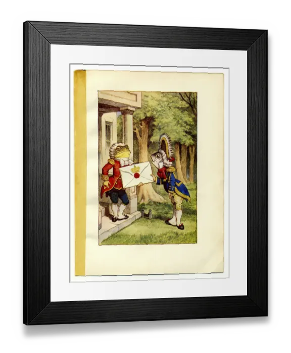 Framed Print : Invitation - frog and fish illustration, (Alices Adventures in Wonderland) Framed Print : Invitation - frog and fish illustration, (Alices Adventures in Wonderland)
