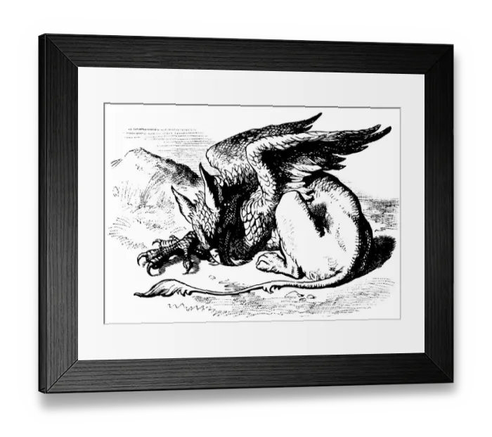 Framed Print : Gryphon illustration, (Alices Adventures in Wonderland) Framed Print : Gryphon illustration, (Alices Adventures in Wonderland)