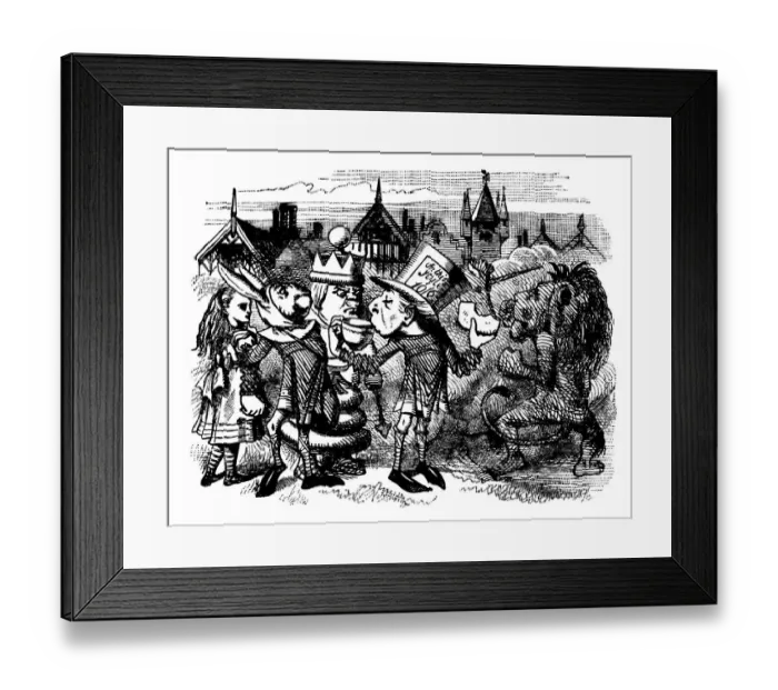Framed Print : Mad hatter drinking tea illustration, (Alices Adventures in Wonderland) Framed Print : Mad hatter drinking tea illustration, (Alices Adventures in Wonderland)