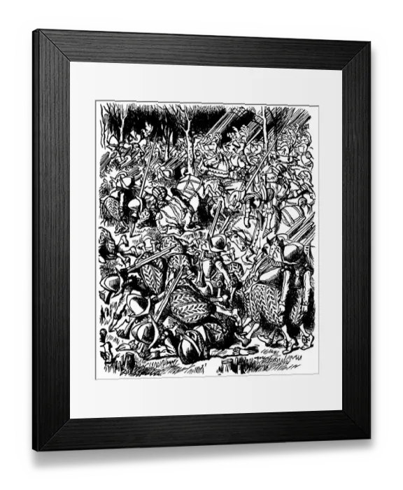 Framed Print : Very lively illustration entitled Battle (Alices Adventures in Wonderland) Framed Print : Very lively illustration entitled Battle (Alices Adventures in Wonderland)