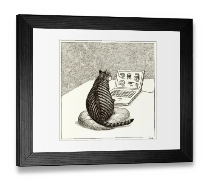 Framed Print : Order. Cat looking on monitor Framed Print : Order. Cat looking on monitor