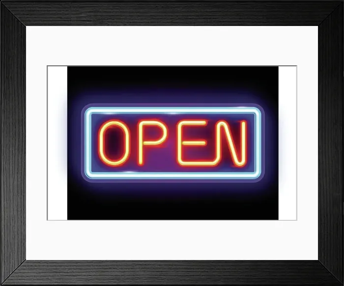 Framed Print : Neon Open Sign Framed Print : Neon Open Sign